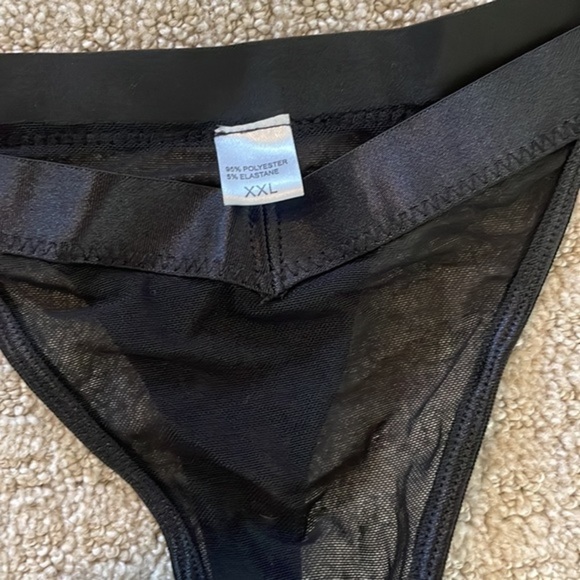 NWT - Kaei & Shi Black Sheer Garter 4 Piece Thong Lingerie Set - Picture 5 of 8
